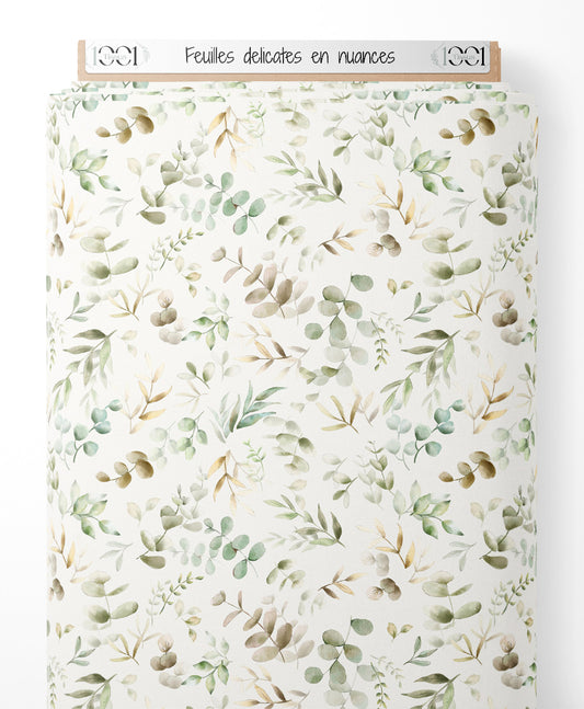 Tissu - Feuilles délicates en nuances