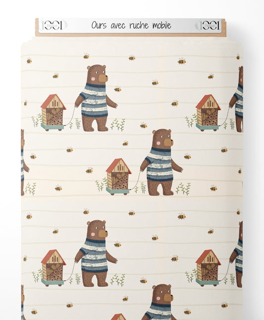 Tissu - Ours avec ruche mobile