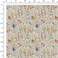 Tissu - Fleurs séchées multicolores