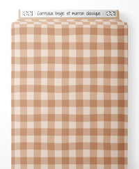 Tissu - Carreaux beige et marron classique