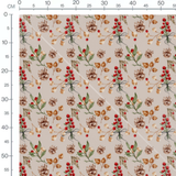 Tissu - Fleurs rouges sur fond beige