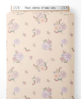 Tissu - Fleurs colorées et baies vives