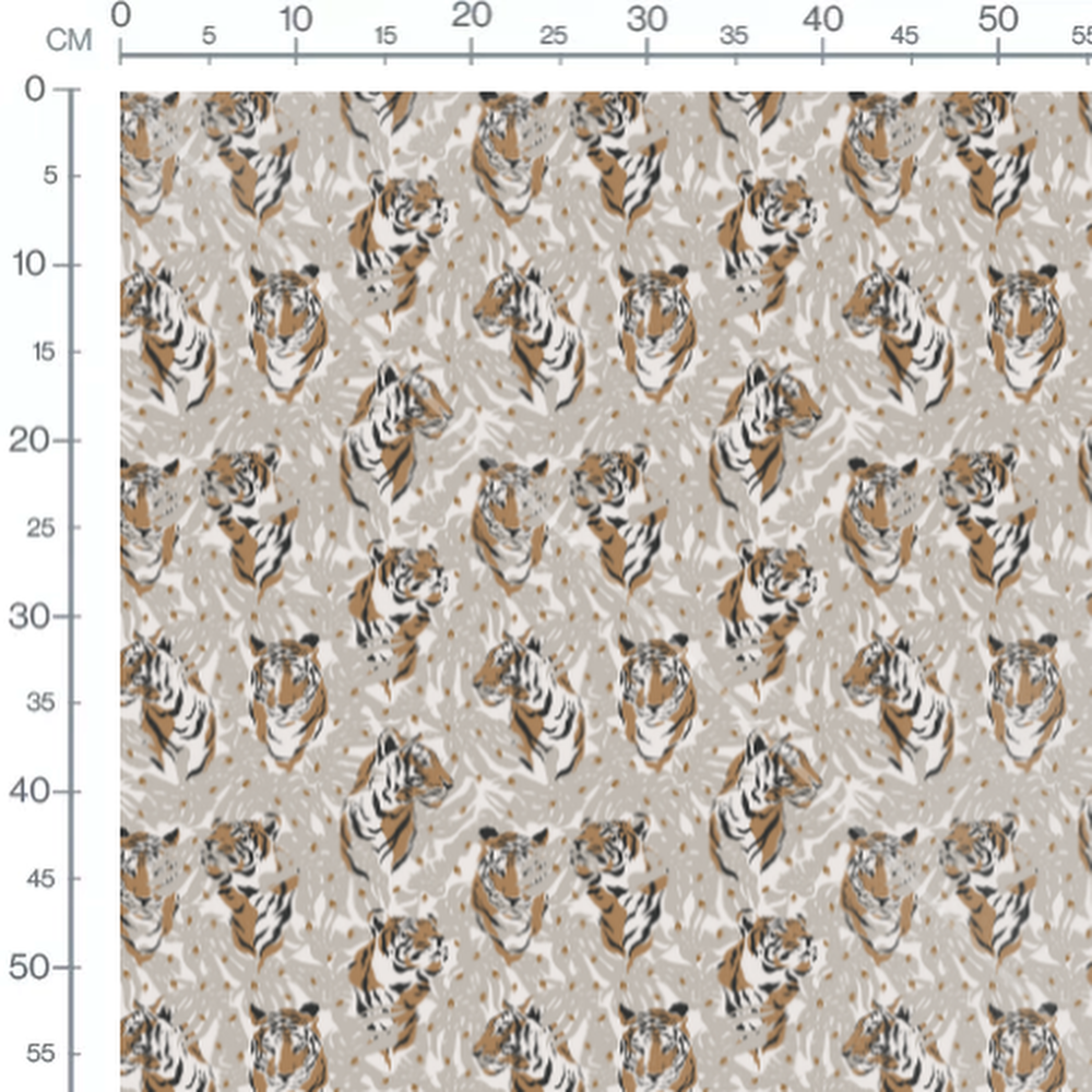 Tissu - Tigres sur fond beige
