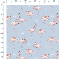 Tissu - Flamants roses chapeautés bleu