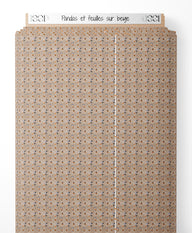 Tissu - Pandas et feuilles sur beige