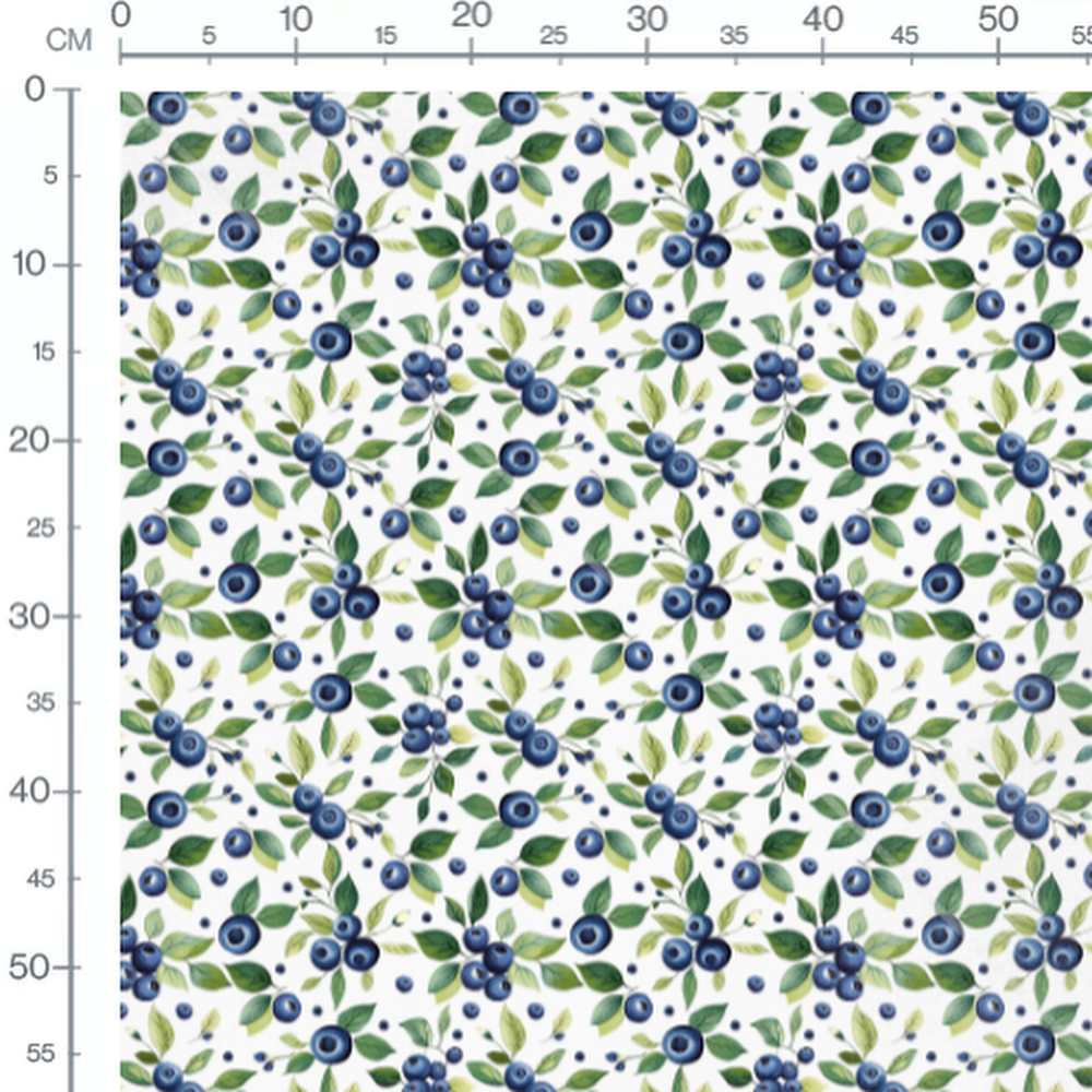 Tissu - Myrtilles et feuillage varié