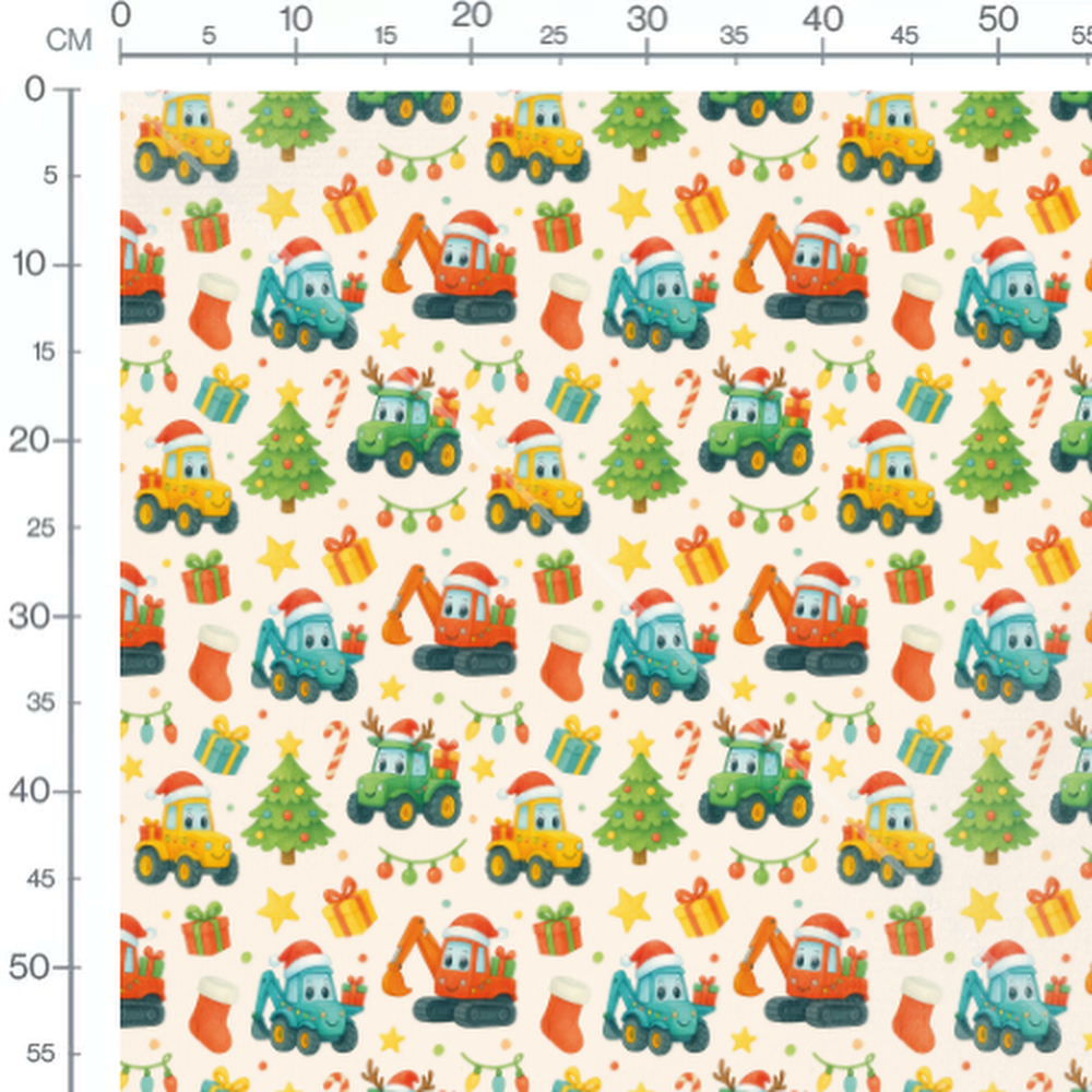 Tissu - Véhicules colorés sur beige 3