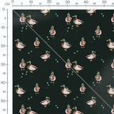 Tissu - Canards noirs et empreintes vertes 2