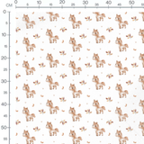 Tissu - Petits chevaux et feuilles