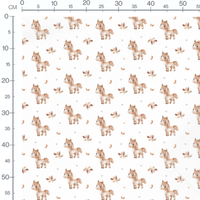 Tissu - Petits chevaux et feuilles