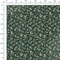 Tissu - Feuilles aquarelle sur fond sombre