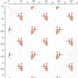 Tissu - Cornets avec cerises sur blanc