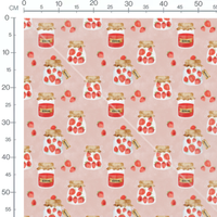 Tissu - Pots de confiture fraise