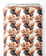 Tissu - feuilles automne marron et noir