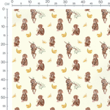 Tissu - Fleurs blanches et roses beiges