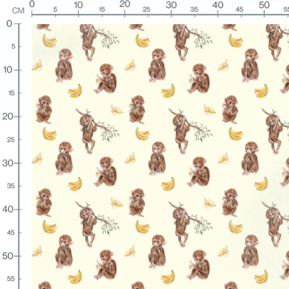 Tissu - Animaux esquissés sur fond beige