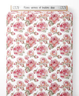 Tissu - Roses variées et boutons doux