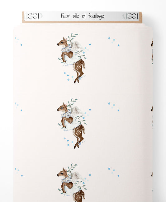 Tissu - Faon ailé et feuillage