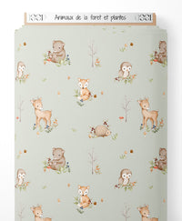 Tissu - Animaux de la forêt et plantes
