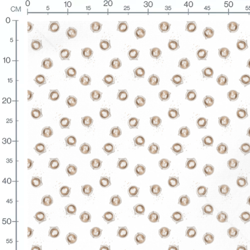 Tissu - Tasses blanches et cuillères