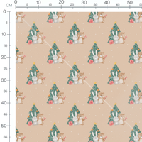 Tissu - Ours et lapins sur beige