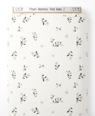 Tissu - Fleurs blanches sur fond blanc 2