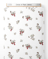 Tissu - Cerises et fleurs colorées