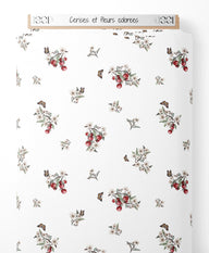 Tissu - Cerises et fleurs colorées