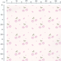 Tissu - Cerises roses pastel légères