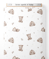Tissu - Oursons aquarelle et feuillage