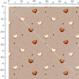 Tissu - Cœurs dégradés sur fond beige