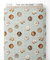 Tissu - Donuts variés sur fond quadrillé