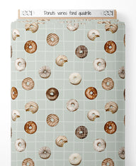 Tissu - Donuts variés sur fond quadrillé