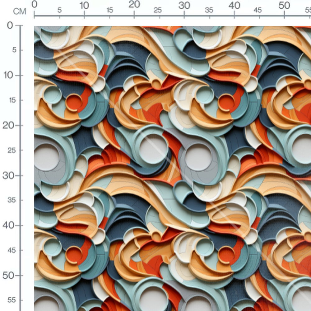 Tissu - Courbes Géométriques Multicolores