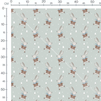 Tissu - Lapins patinant sur glace