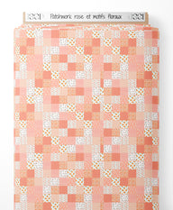 Tissu - Patchwork rose et motifs floraux