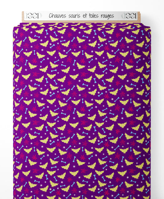 Tissu - Chauves-souris et toiles rouges