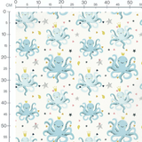 Tissu - Poulpes couronnés bleus