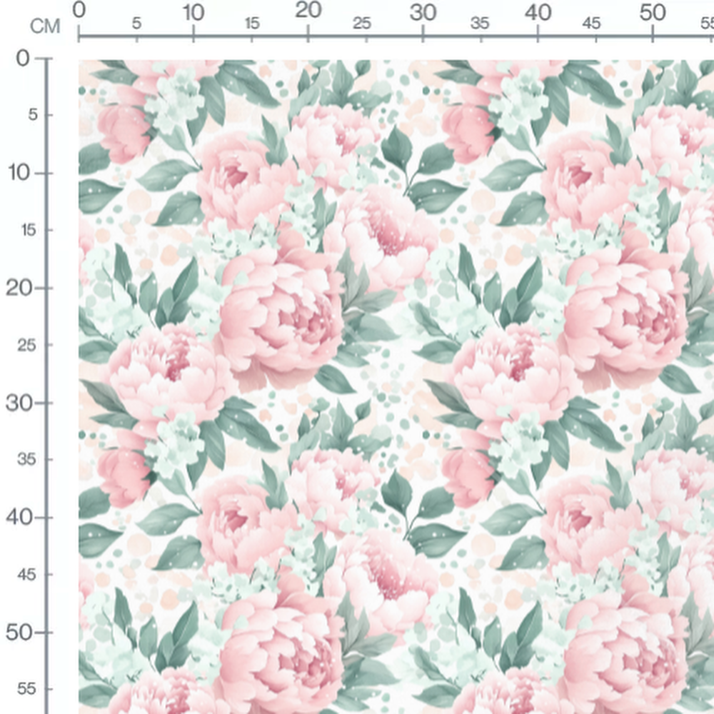 Tissu - Pivoines roses et pastels