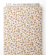 Tissu - Fleurs roses et feuilles marron 4