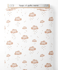 Tissu - Nuages et gouttes marron