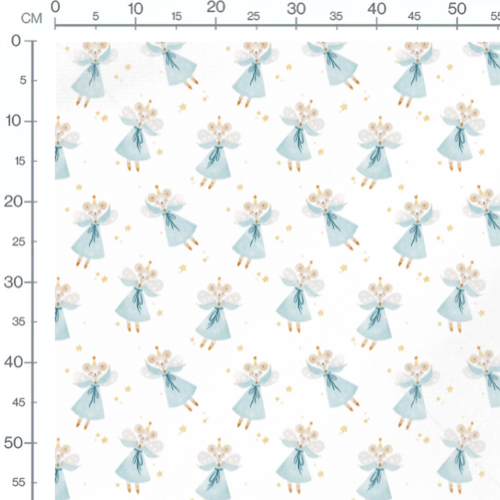 Tissu - Souris fées étoiles