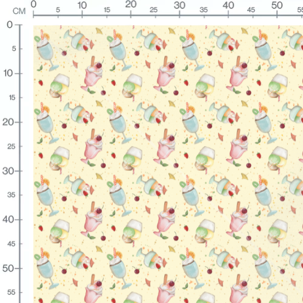 Tissu - Coupes glacées sur fond jaune