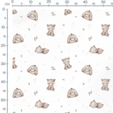 Tissu - Oursons aquarelle et feuillage