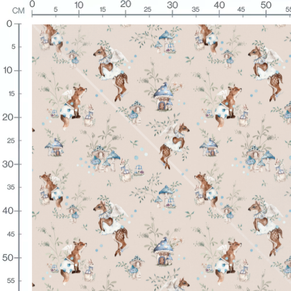 Tissu - Ailés et champignons bleus