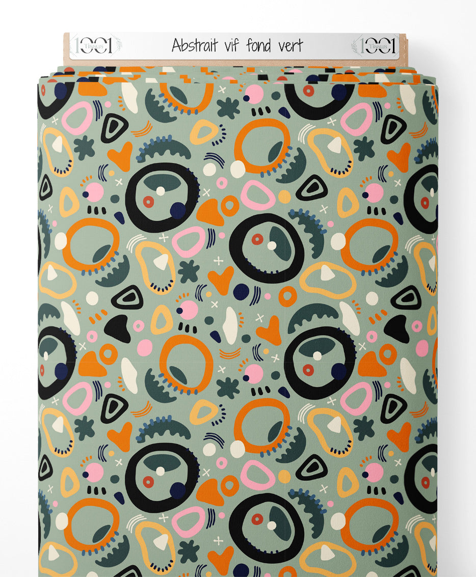 Tissu - Abstrait vif sur fond vert