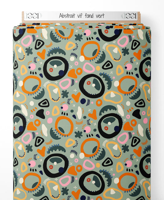 Tissu - Abstrait vif sur fond vert