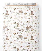 Tissu - Lapins et feuillage aquarelle