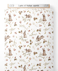 Tissu - Lapins et feuillage aquarelle