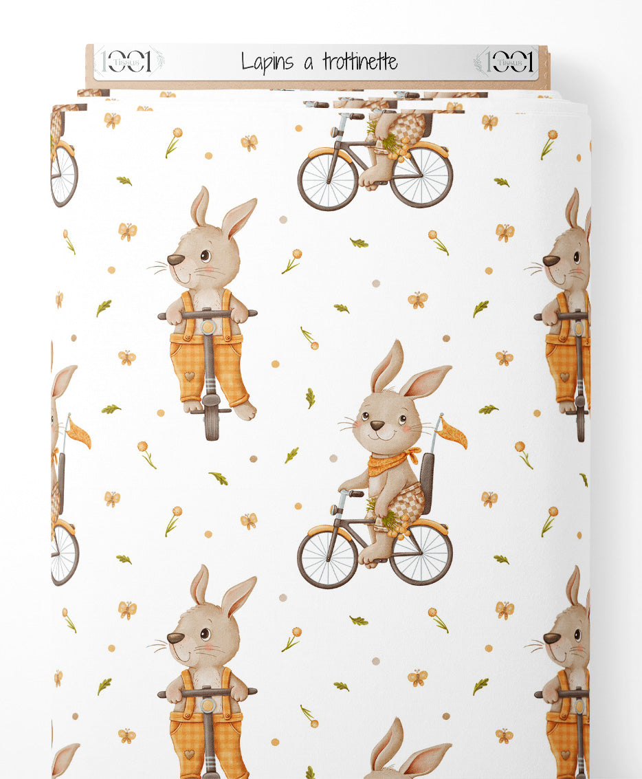 Tissu - Lapins à trottinette